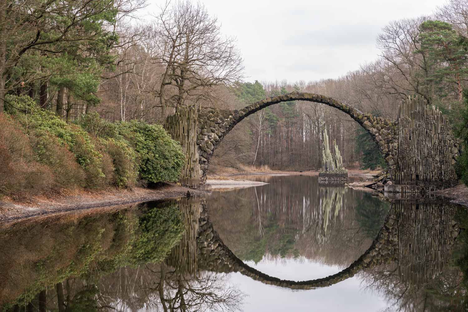 The superb circle bridge in Germany referred to as Rakotzbrücke