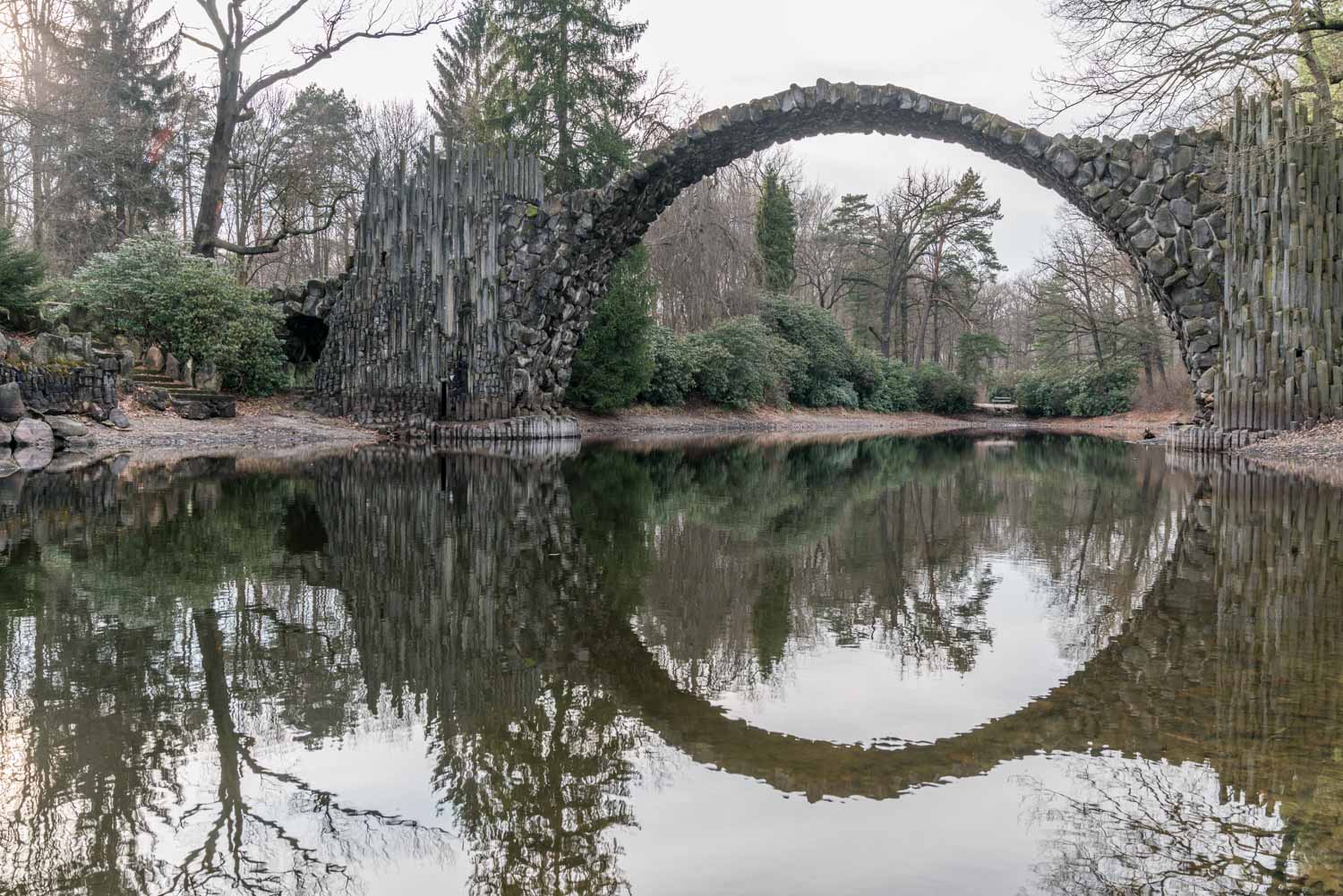 The superb circle bridge in Germany referred to as Rakotzbrücke